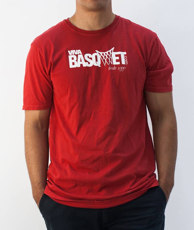 Playera roja con logotipo de vivabasquet.com