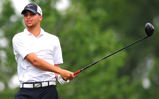 Golden State Warriors' Stephen Curry watches his drive during the Hooptee Celebrity Golf Classic at the Golf Club at Ballantyne in Charlotte, North Carolina, on Thursday, July 12, 2012. (Jeff Siner/Charlotte Observer/MCT)