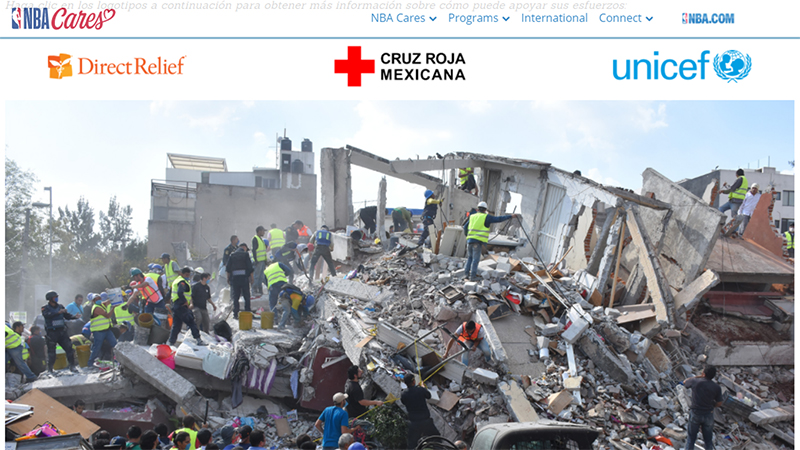 NBA Cares se solidariza ante el sismo en México