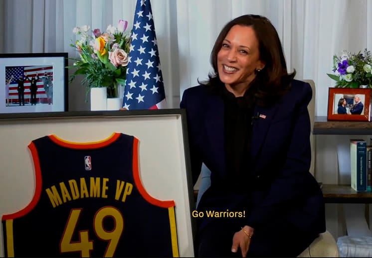 La bienvenida de los Warriors a la Vicepresidenta Kamala Harris