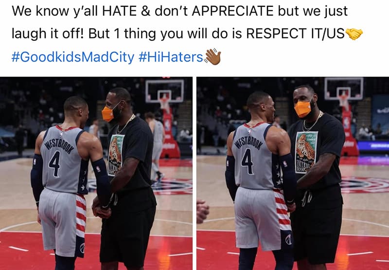 Acompañado de Westbrook, LeBron James manda mensaje a sus haters 1