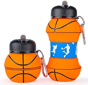 Botella para agua plegable con diseño de balón de basquetbol